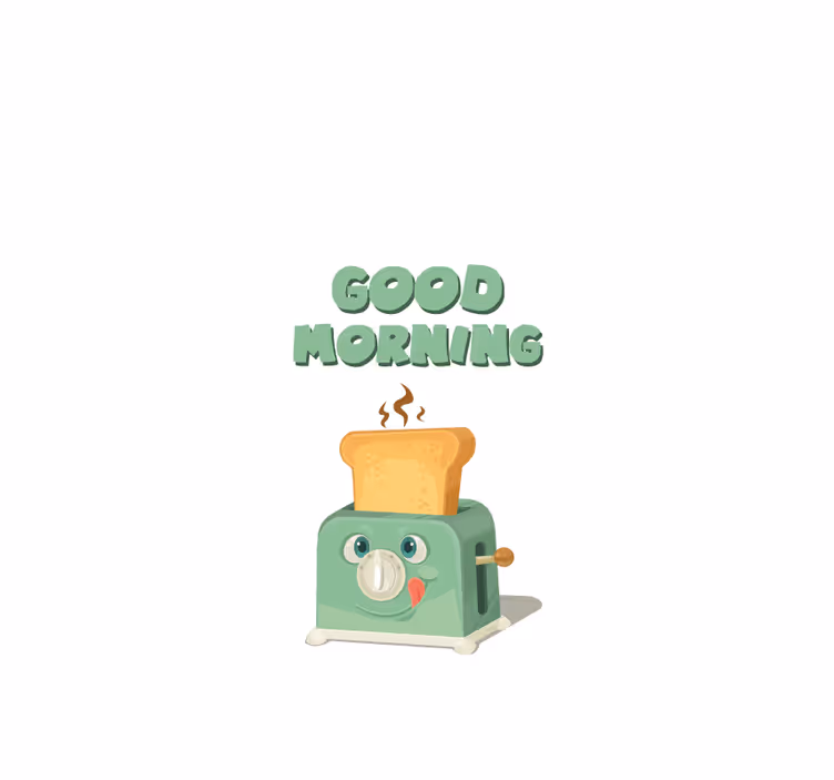 God morgon med brödrost Rullgardin kök - Tenstickers