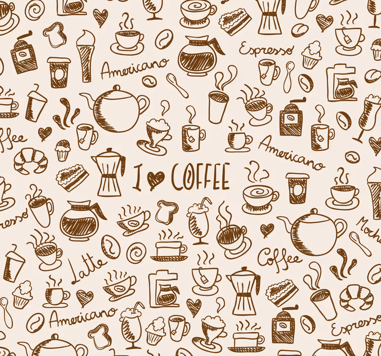 Kaffe mönster Rullgardin kök - Tenstickers