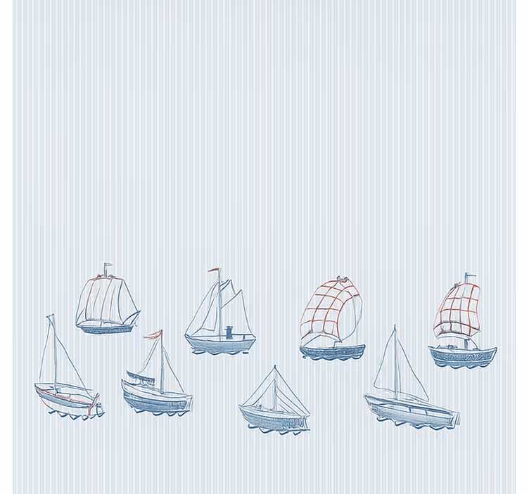 Blå segelbåtar Rrullgardin barn - Tenstickers