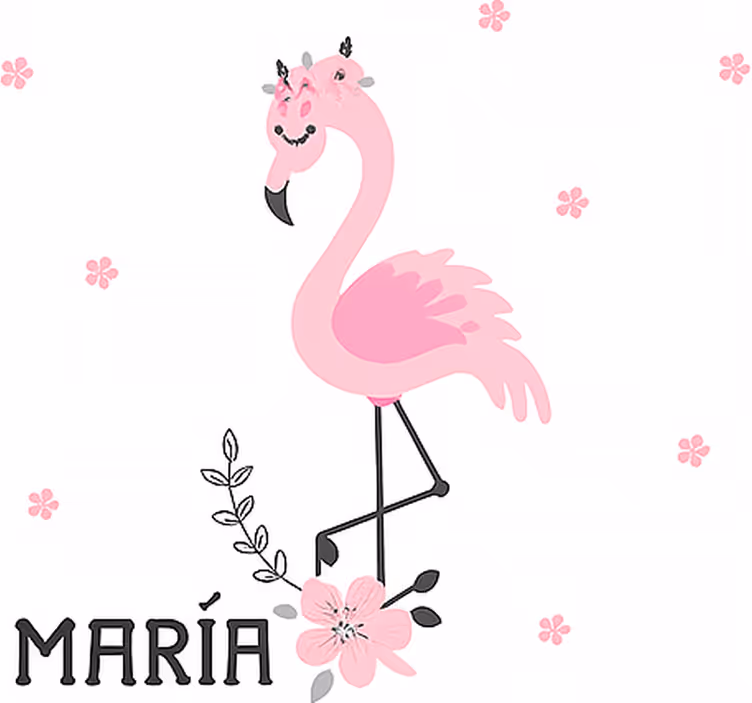 Rosa flamenco med namn Rrullgardin barn - Tenstickers