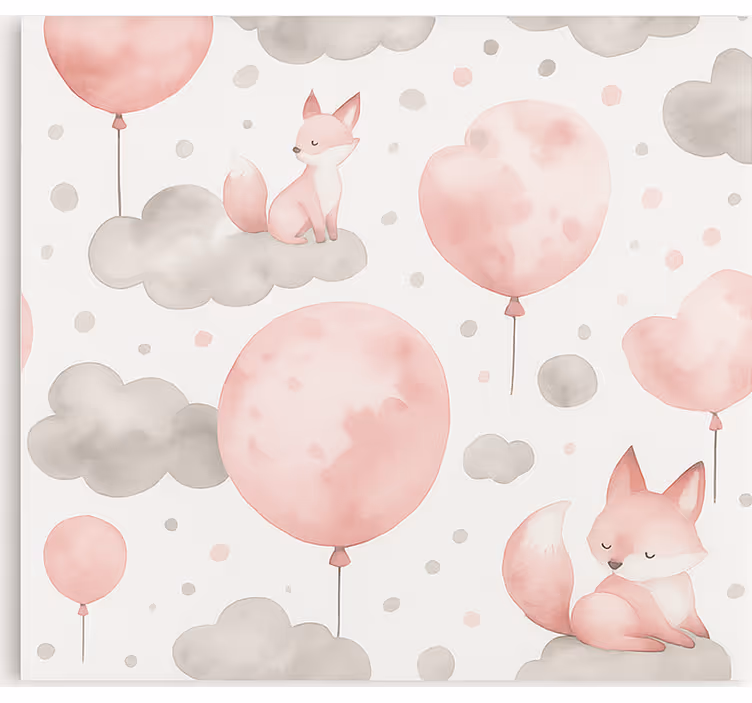 Pastellfärgade ballonger och moln Rrullgardin barn - Tenstickers