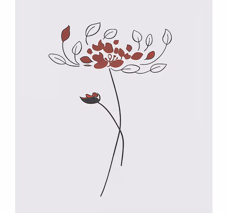 Minimalistisk botanisk skiss Rrullgardin barn - Tenstickers