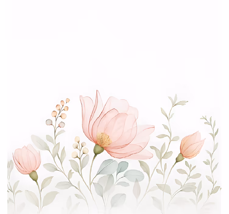Abstrakta genomskinliga blommor Rullgardin huvudsovrum - Tenstickers