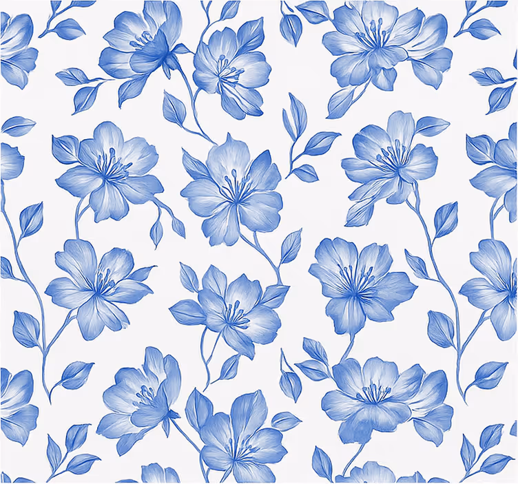 Blå och vita blommor Rullgardin huvudsovrum - Tenstickers