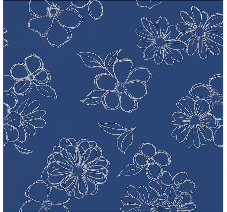 Blå konturblommor Rullgardin huvudsovrum - Tenstickers
