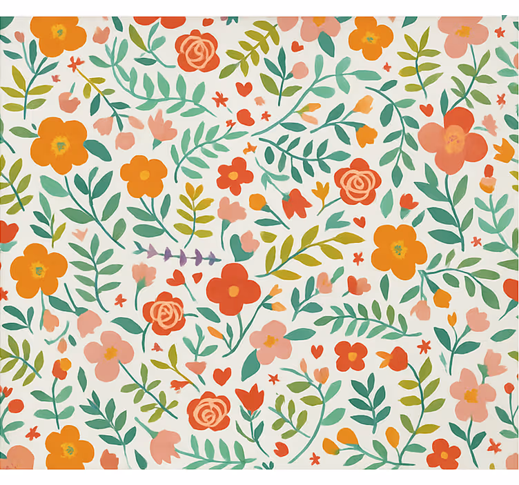 Glada stiliserade blommor Rullgardin barnrum - Tenstickers