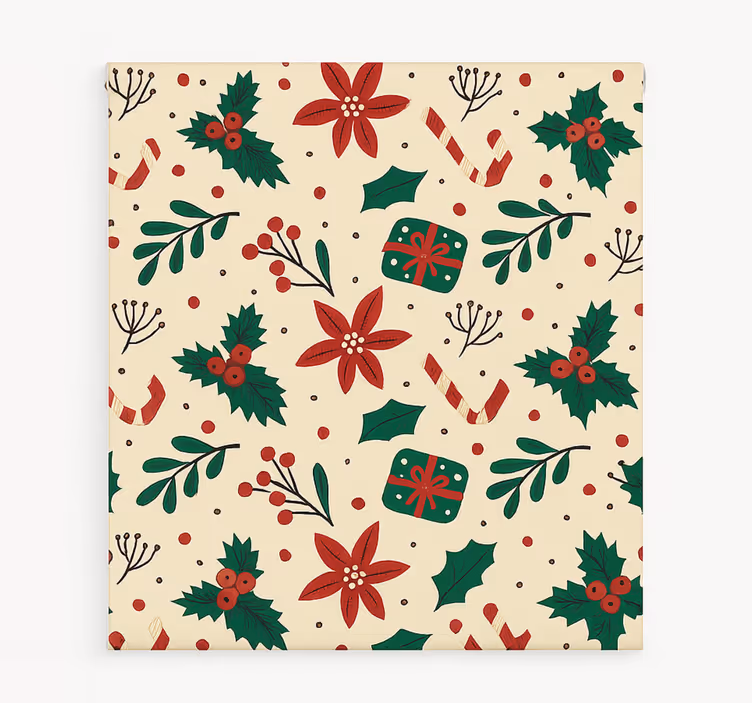 Röda ornament skog Rullgardin vardagsrum - Tenstickers