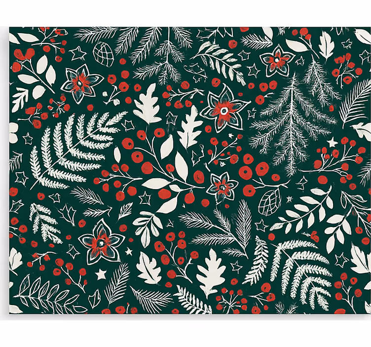Blommigt julmönster Rullgardin vardagsrum - Tenstickers