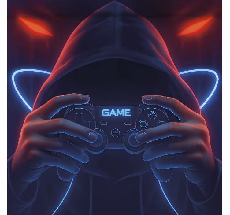 Neon gamer med huva Rullgardin nörd - Tenstickers