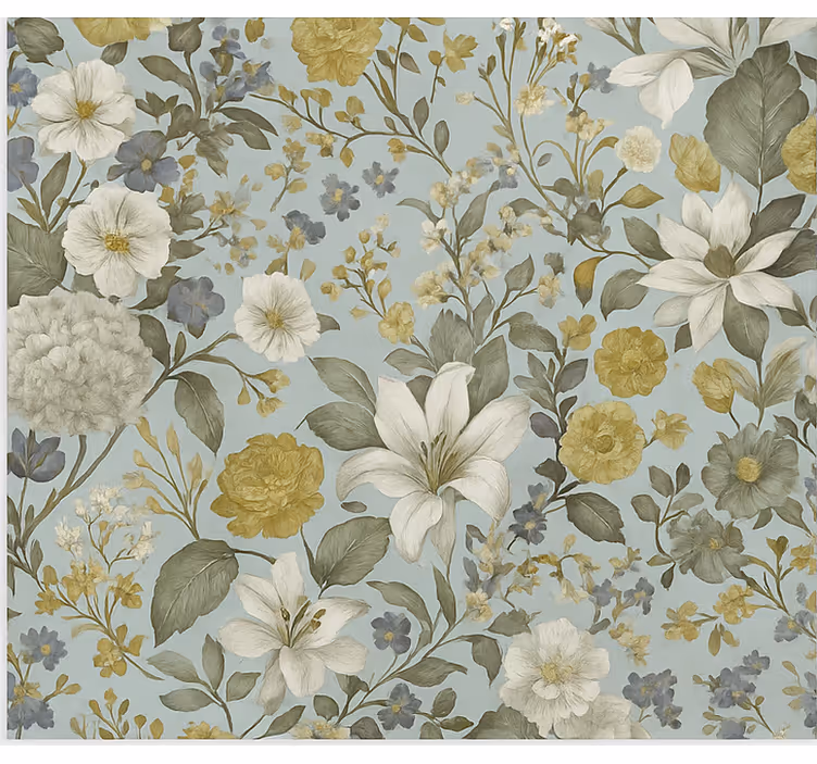 Olivfärgade blommor Rullgardin matsal - Tenstickers