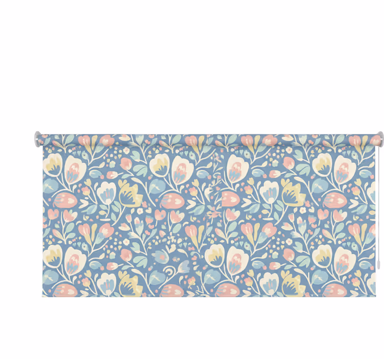 Rullgardin skandinavisk pastelliga nordiska blommor - Tenstickers