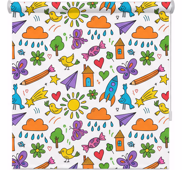 Rullgardin skandinavisk lekfullt doodle-mönster - Tenstickers