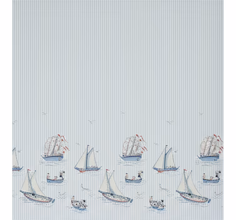 Rullgardin skandinavisk havblå segelbåtar - Tenstickers