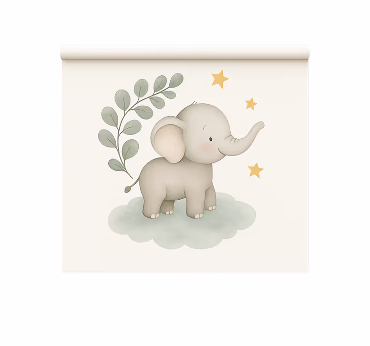 Rullgardin skandinavisk anpassningsbar moln babyelefant - Tenstickers