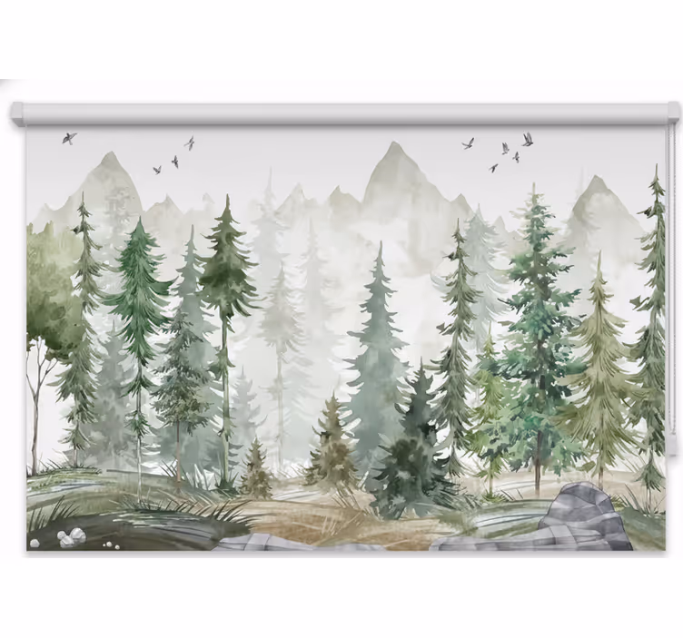 Rullgardin träd nordic pine minimal - Tenstickers