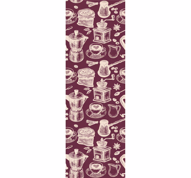 Rullgardin kök kaffemotiv mönster - Tenstickers