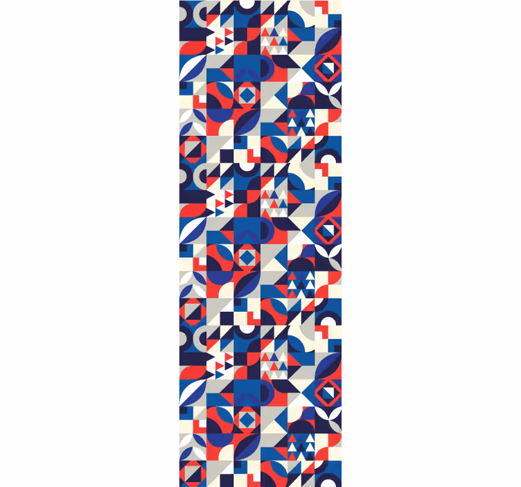 Rullgardin kök röd och blå mosaikmönster - Tenstickers