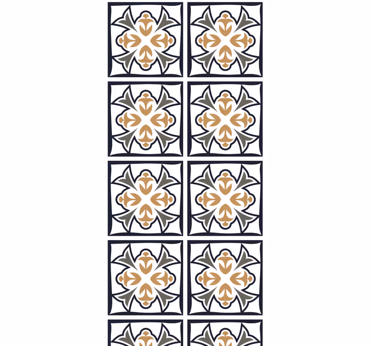 Rullgardin kök beige och svart portugisisk kakel - Tenstickers