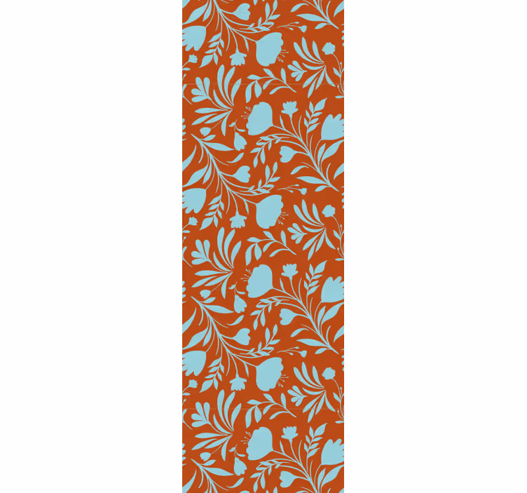 Rullgardin för matsal med original blå blommor design - Tenstickers