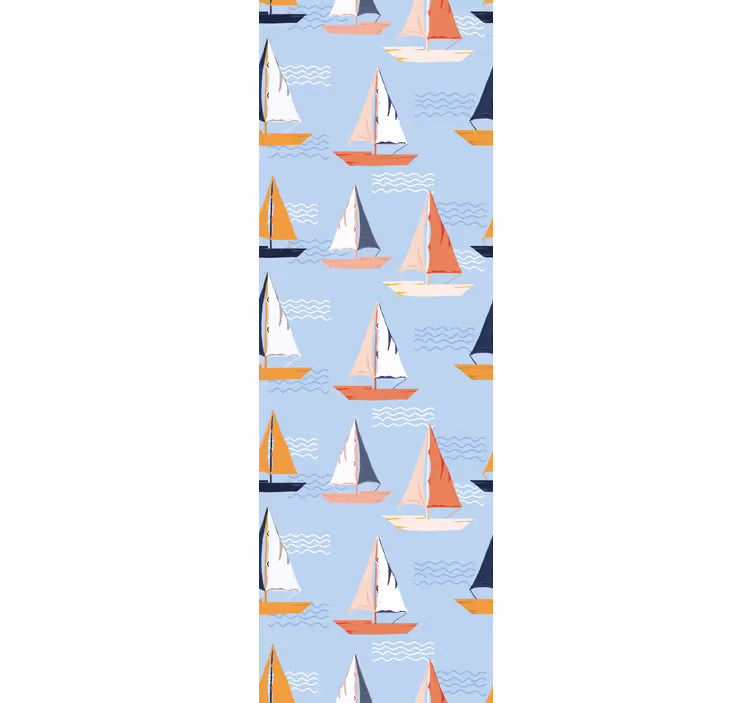 Rrullgardin barn glad segelbåtsmönster - Tenstickers