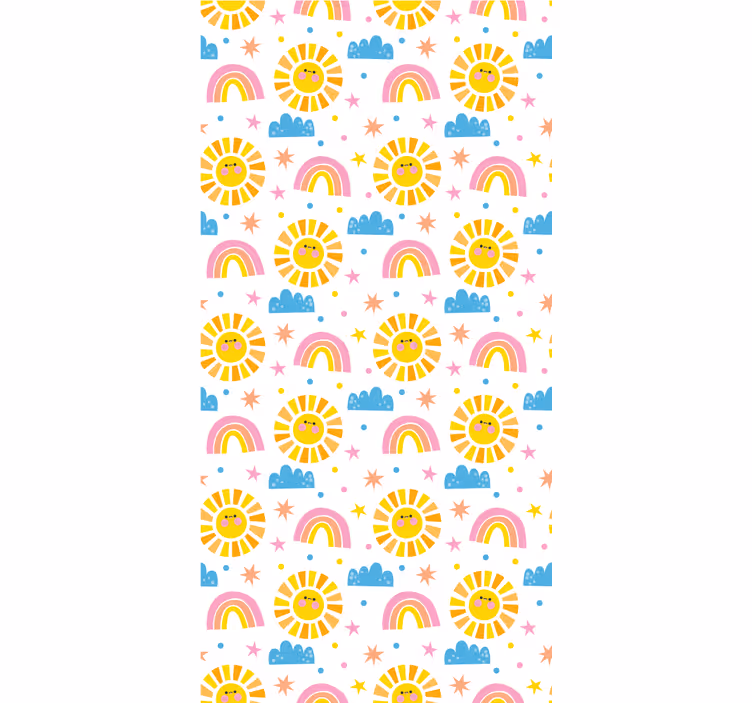 Rrullgardin barn regnbåge sol och moln på vit bakgrund - Tenstickers