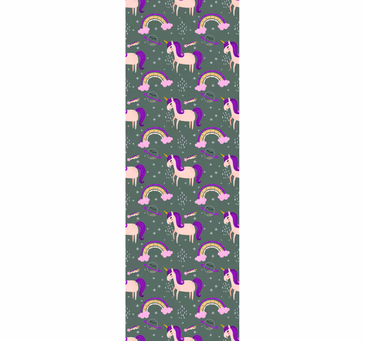 Rullgardin barn rosa och gröna enhörningar - Tenstickers