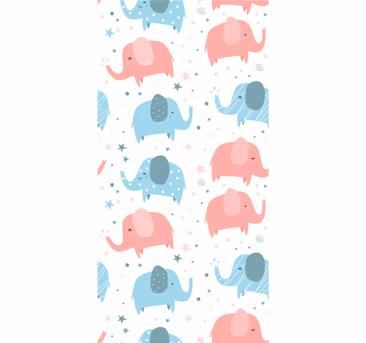 Rullgardin barn elefant rosa och blå - Tenstickers