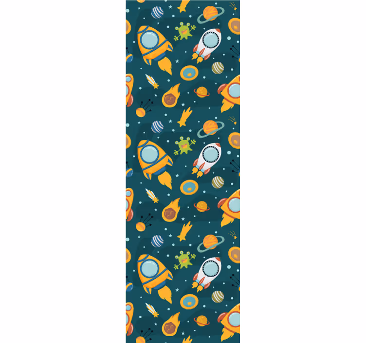 Rrullgardin barn ny planet med roliga aliens illustration - Tenstickers
