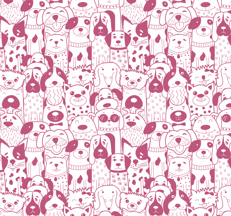 Rullgardin barn teckning av rosa hundar med päls - Tenstickers