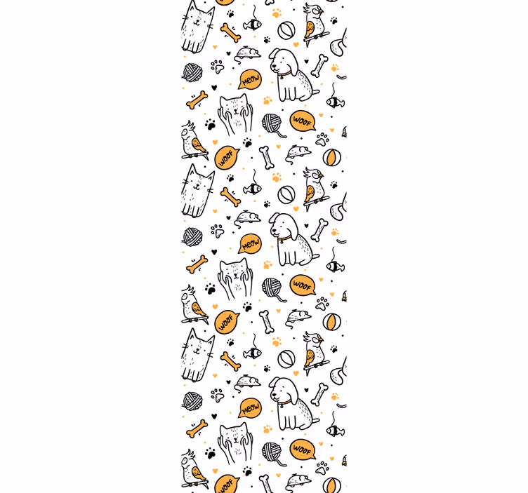 Rullgardin barn husdjur katt och hund doodle stil - Tenstickers