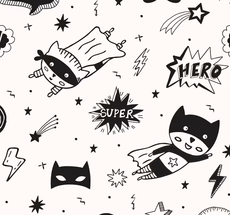 Rullgardin barn superhjälte comic mönster - Tenstickers