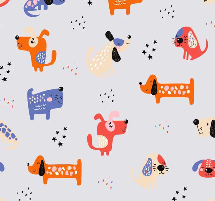 Rrullgardin barn med illustrerade hundar - Tenstickers