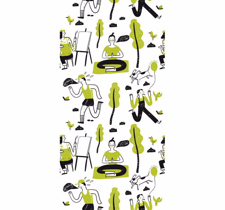 Rullgardin kontor hälsosam livsstils doodle set - Tenstickers
