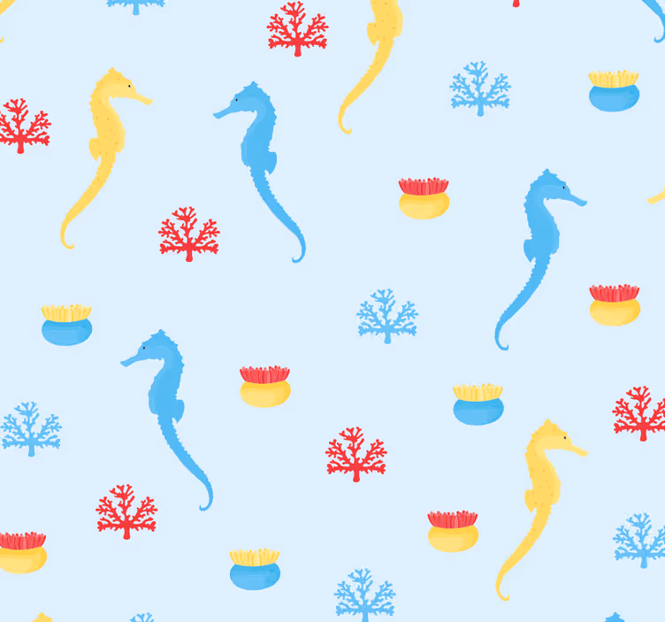 Rullgardin tonåringar sjöhäst och korall - Tenstickers