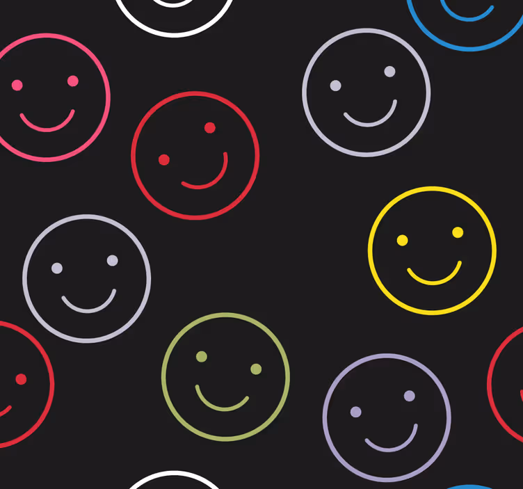 Rullgardin tonåringar färgglada smileyansikten - Tenstickers