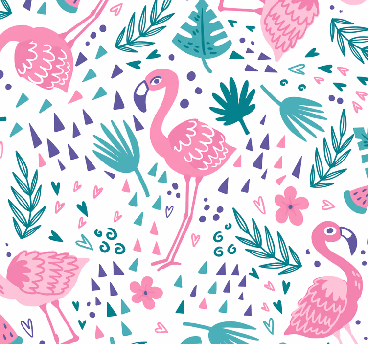 Rullgardin tonåringar med flamingomönster - Tenstickers