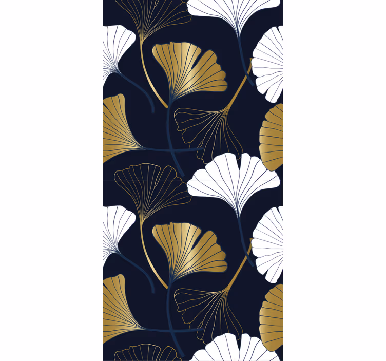 Rullgardin modern pr präglade ginkgo blad - Tenstickers