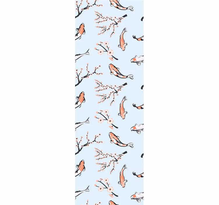 Rullgardin modern koi fiskar och körsbärsgrenar - Tenstickers