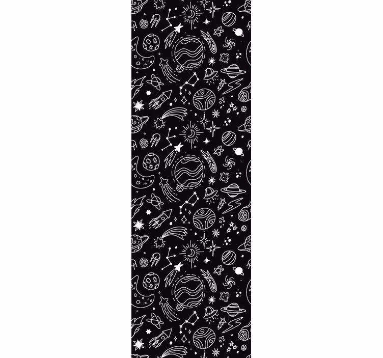 Rullgardin modern svarta och vita kosmiska illustrationer - Tenstickers