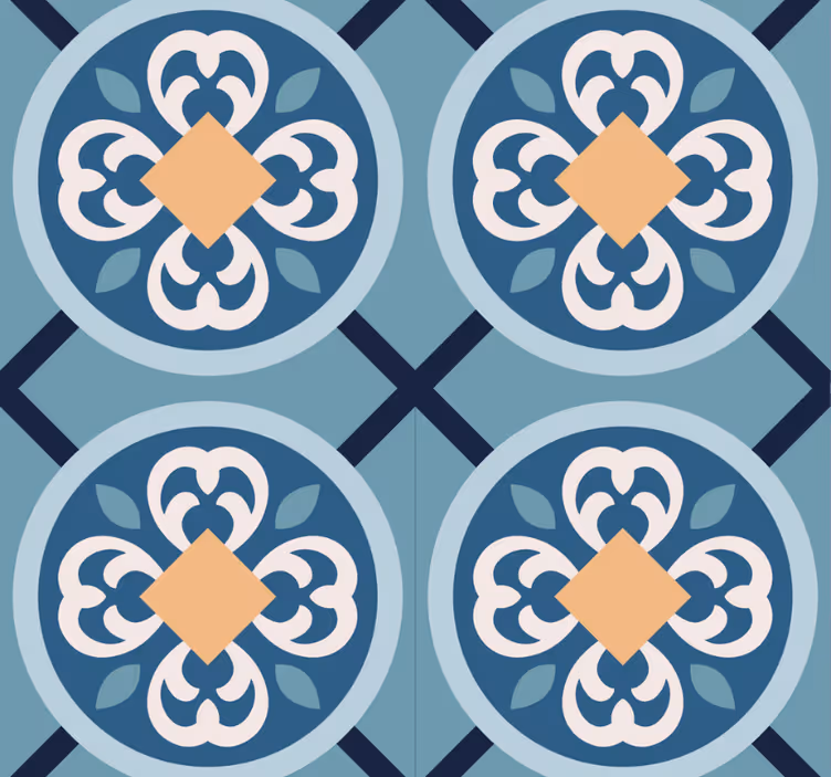 Rullgardin modern havblå portugisisk keramik - Tenstickers