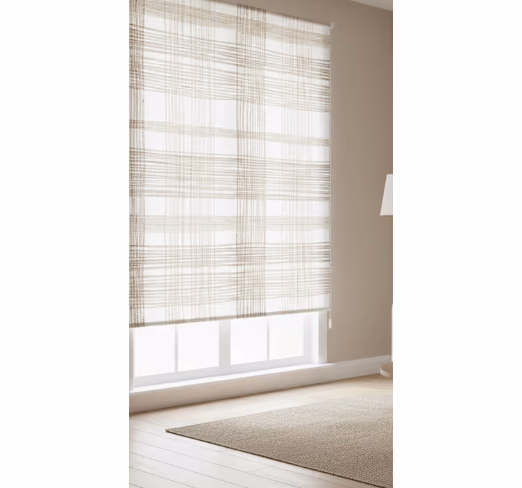 Rullgardin beige med tunt jute beige motiv - Tenstickers