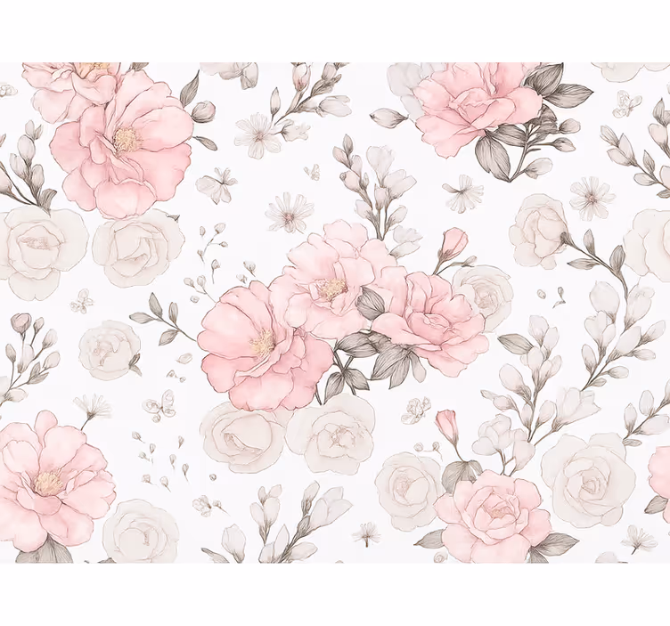 Rullgardin rosa grått blommönster - Tenstickers