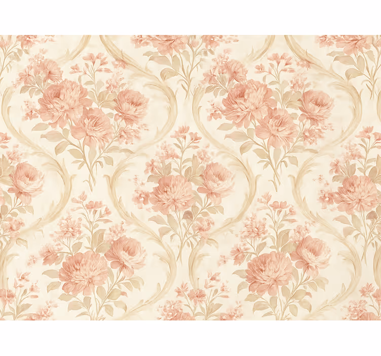 Rullgardin rosa vintage ljusvättade blommor design - Tenstickers