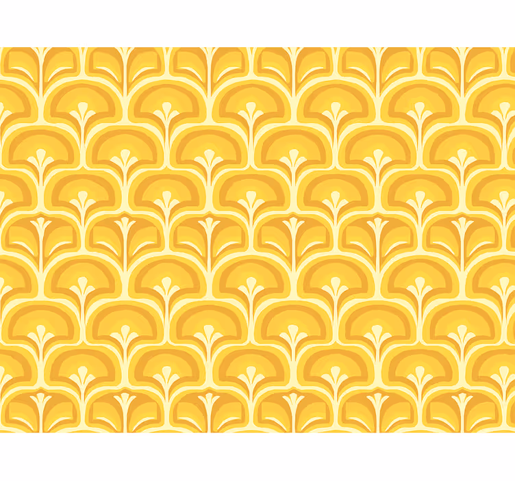Rullgardin gul retro 70-tals gula figurer - Tenstickers