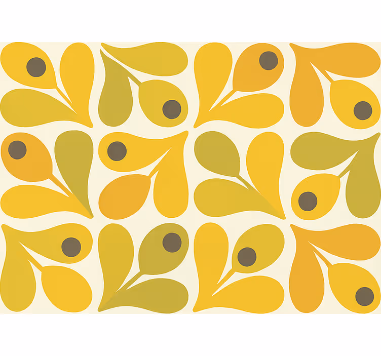 Rullgardin gul retro gula geometriska mönster - Tenstickers