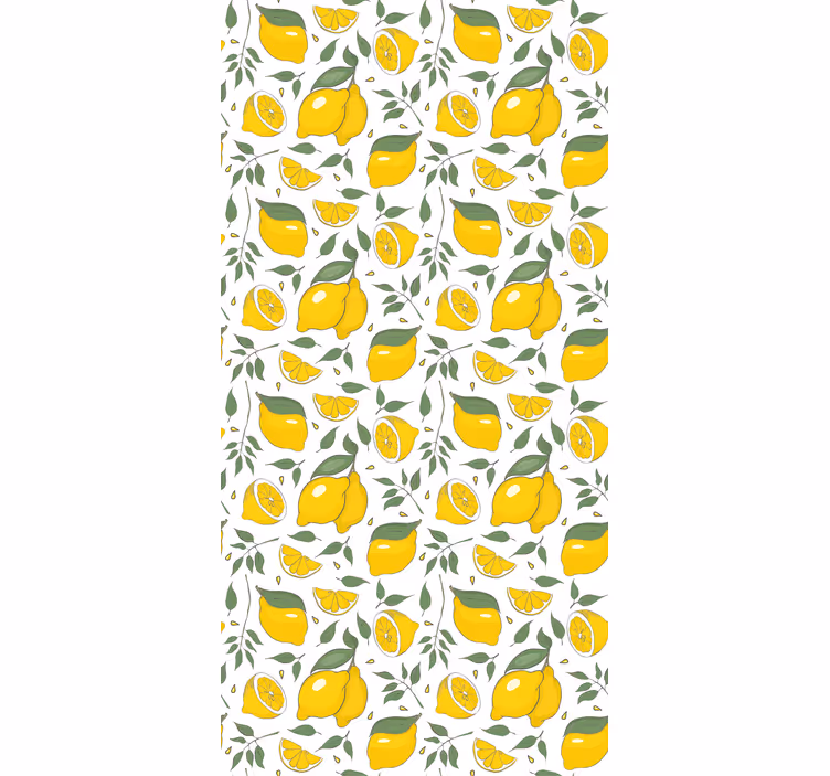 Rullgardin gul citroner och krämfärgade blommor - Tenstickers