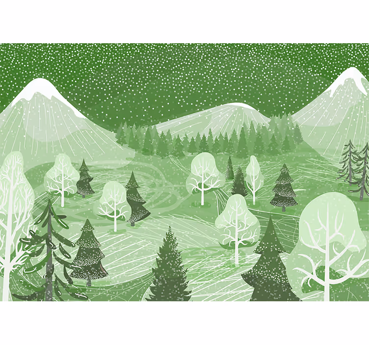Rullgardin kök grön vintage skog - Tenstickers
