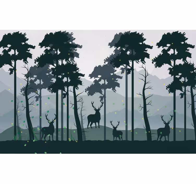Rullgardin kök silhouette skog scandi - Tenstickers
