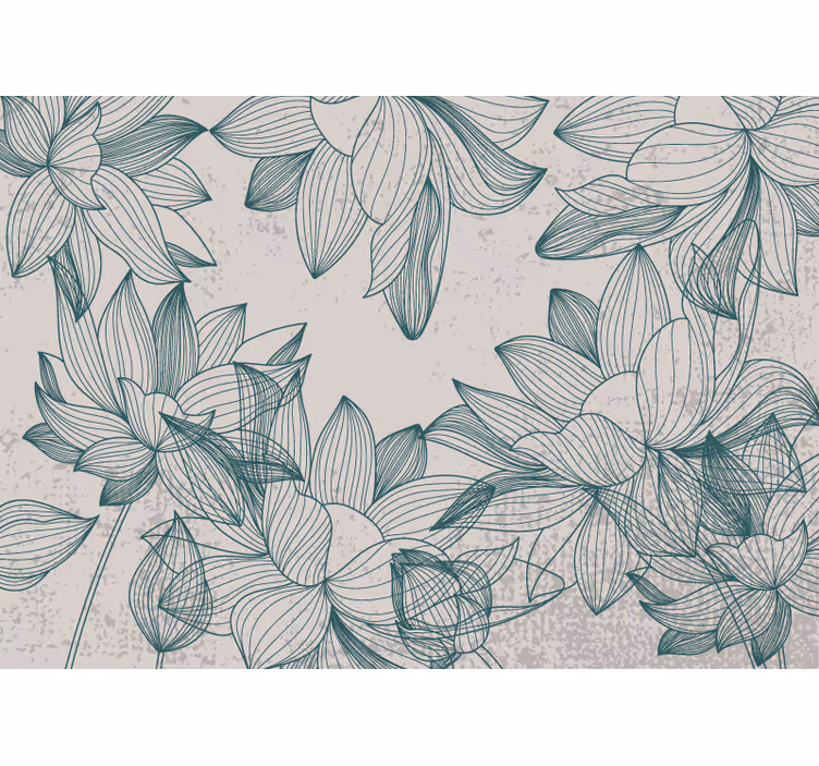 Rullgardin kök blomstersiluetter - Tenstickers