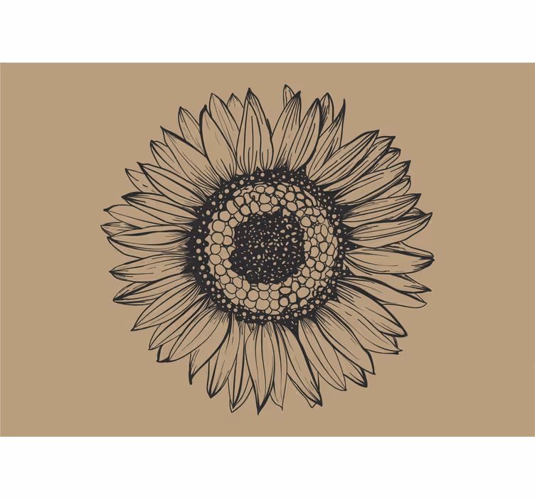 Rullgardin kök beige solros - Tenstickers